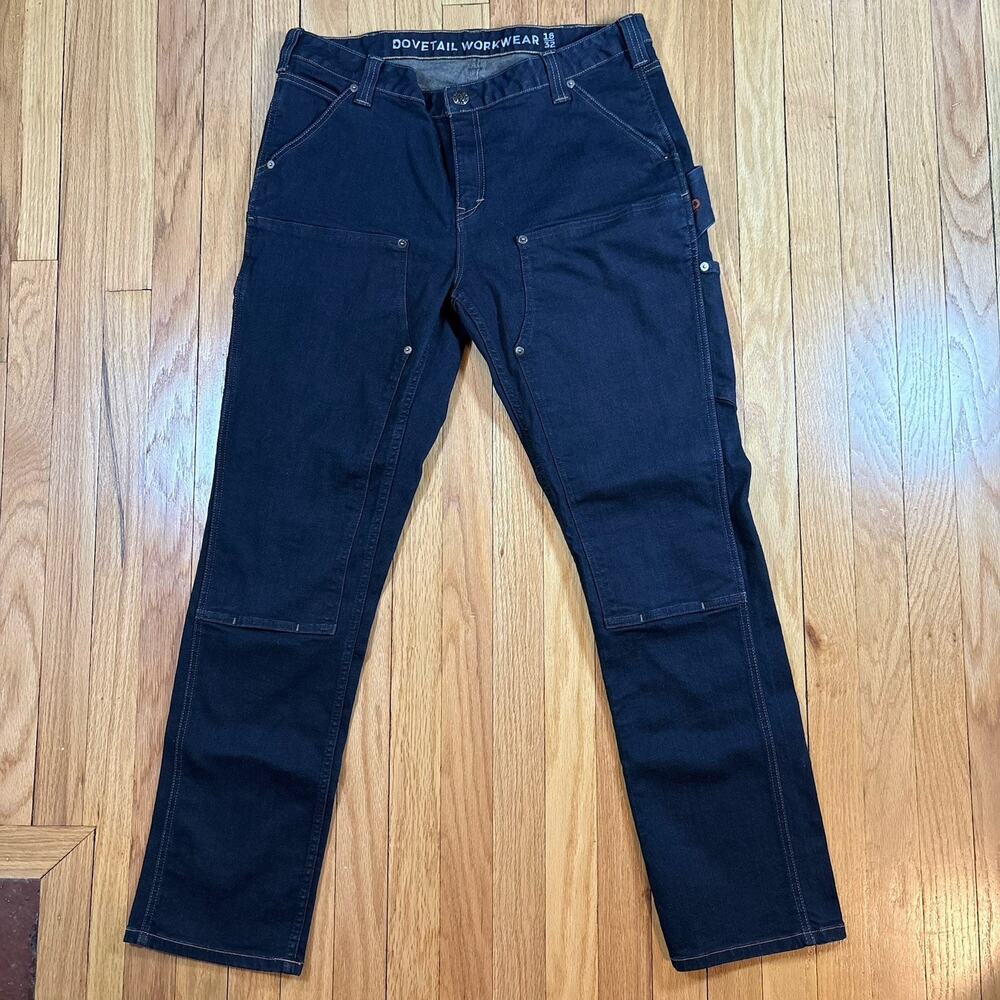 Dovetail Workwear Jeans Women 18/32 Blue Maven Slim Denim Double Knee Work Pants